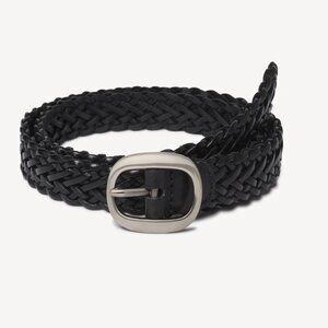 Buck Mason NWT Black Braided Leather Bookbinder Belt Silver Buckle Size 32